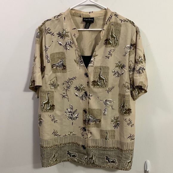 Maggie Barnes wildlife short sleeve w faux tank in front, Sz 1X 18/20 good cond - Picture 1 of 6